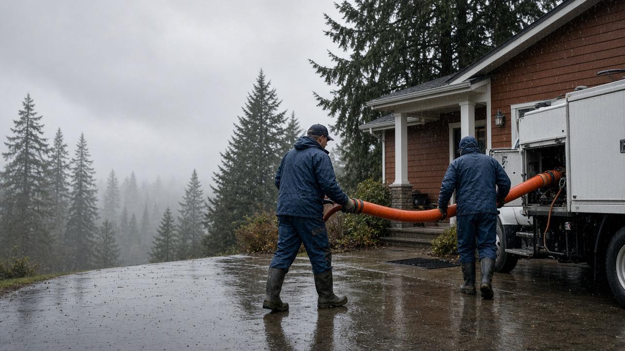 Basement flooding repair crew arriving at Vancouver home with extraction equipment